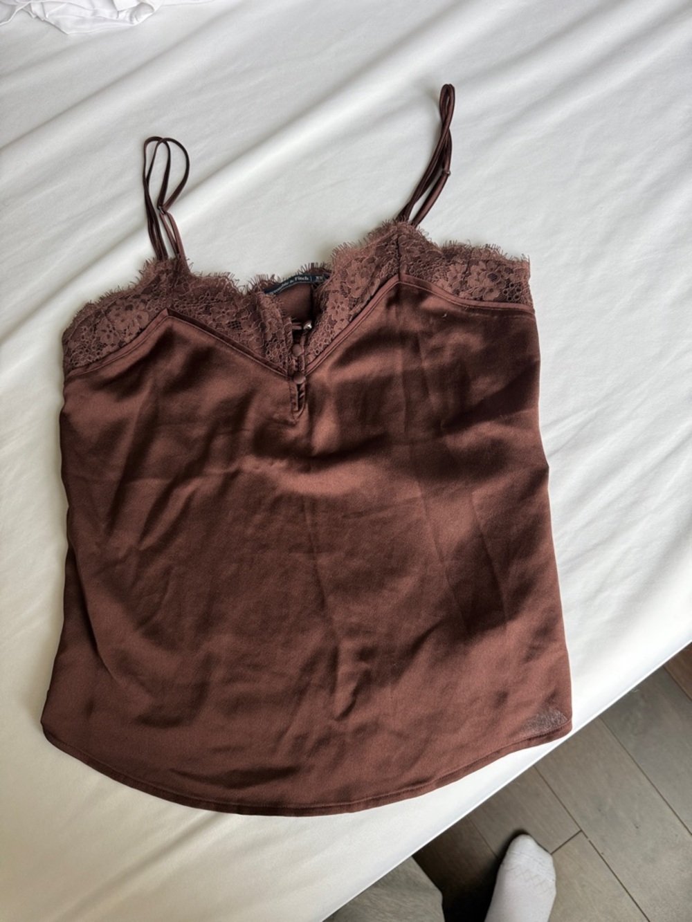 Abercrombie & Fitch Brown Satin Lace-Trim Cami - Women’s XS